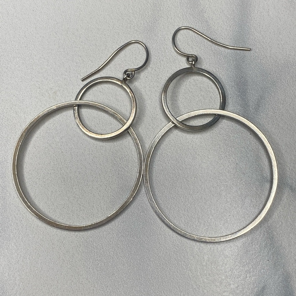 Hoops on hooks earrings sterling‎ silver 925 sterling silver